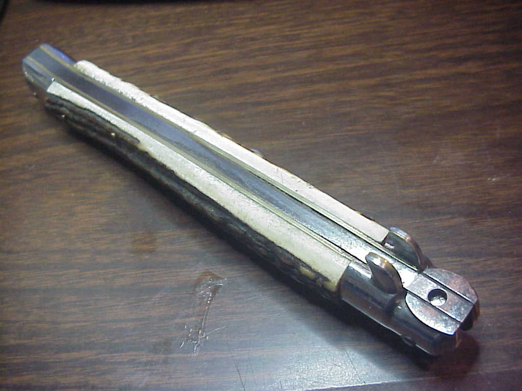 z Rostfrei 8 Italian 33cm Stag Transitional Stiletto Switchblade knife 5mm backspring