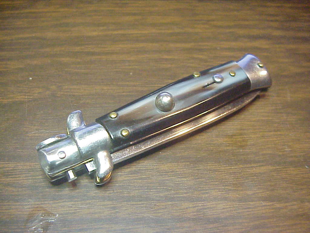 ROSTFREI 12cm Italian NOS stiletto Oreste Dibon vintage swivel bolster automatic knife