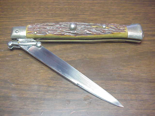 MADE IN ITALY INOXID 28cm Italian Swing Guard Stag Vintage automatic knife