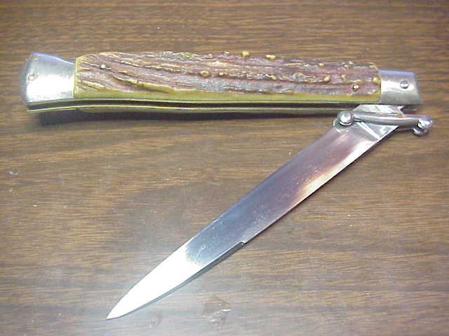 MADE IN ITALY INOXID 28cm Italian Swing Guard Stag Vintage automatic knife