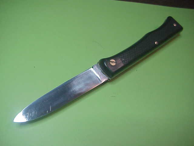 INOX 17cm French Florinox Black checkered Vintage automatic knife
