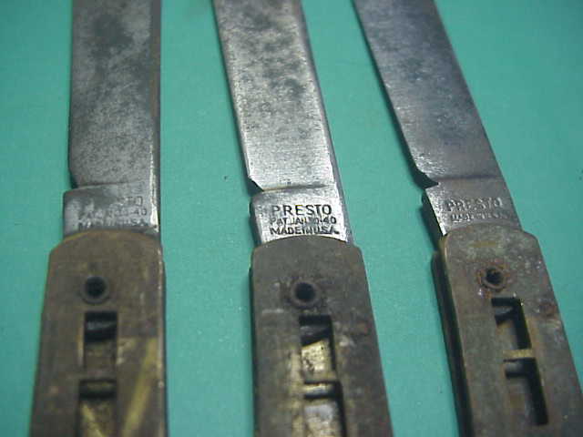 PRESTO Fishtail Brass Frame w Blade Factory reject from Schrade Factory auction