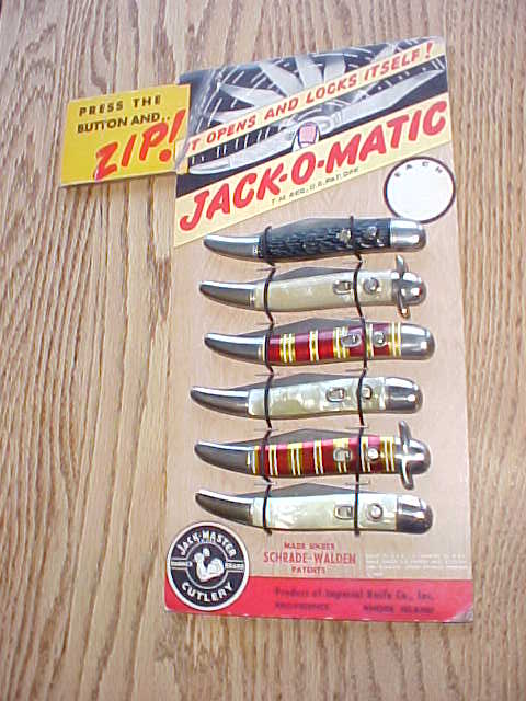 JACK-O-MATIC 1950s Display Card for Imperial toothpick switchblade knives