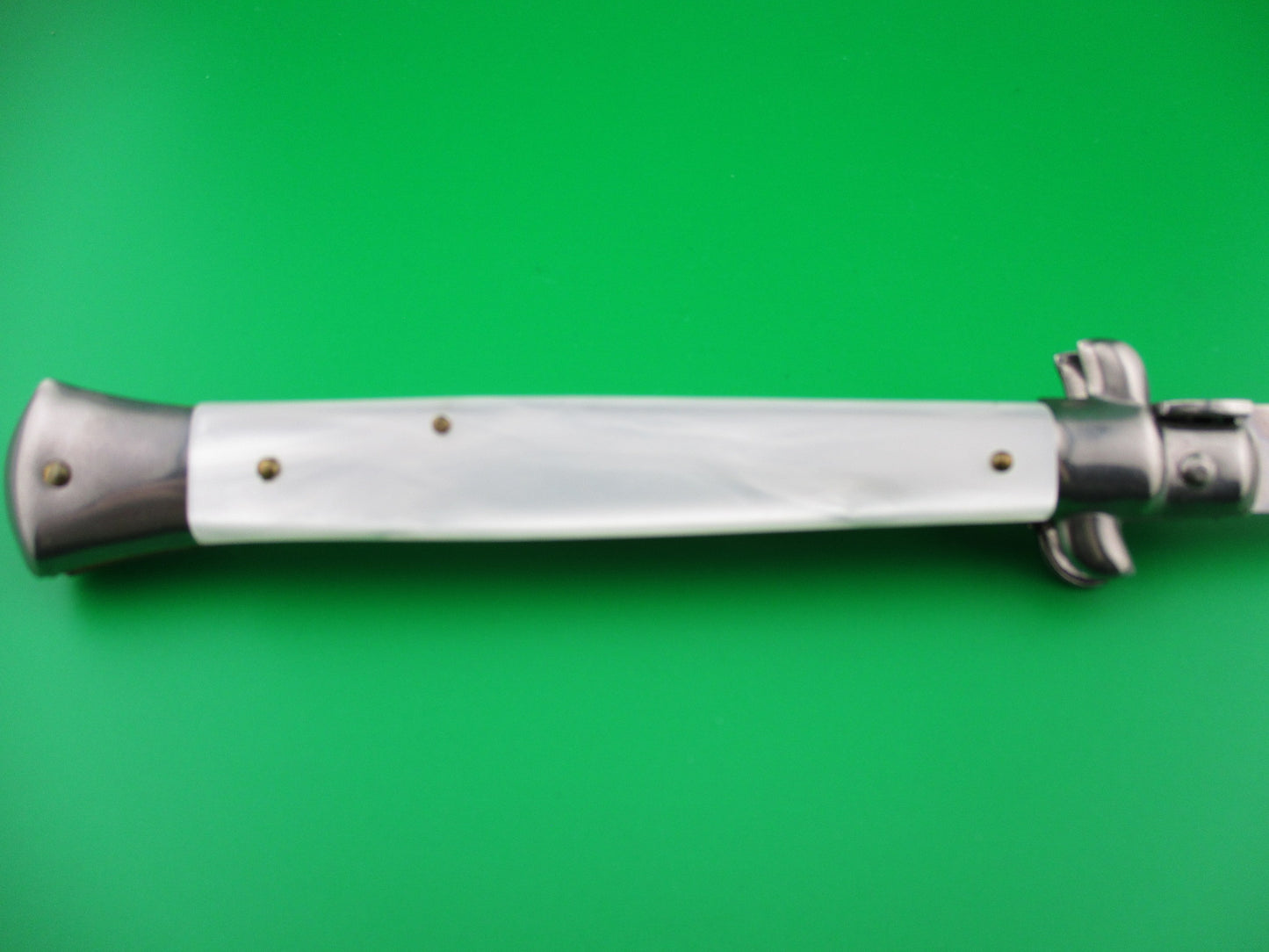 FRANK B ITALY 28cm Italian Stiletto KRIS blade swivel bolster Pearlex automatic knife