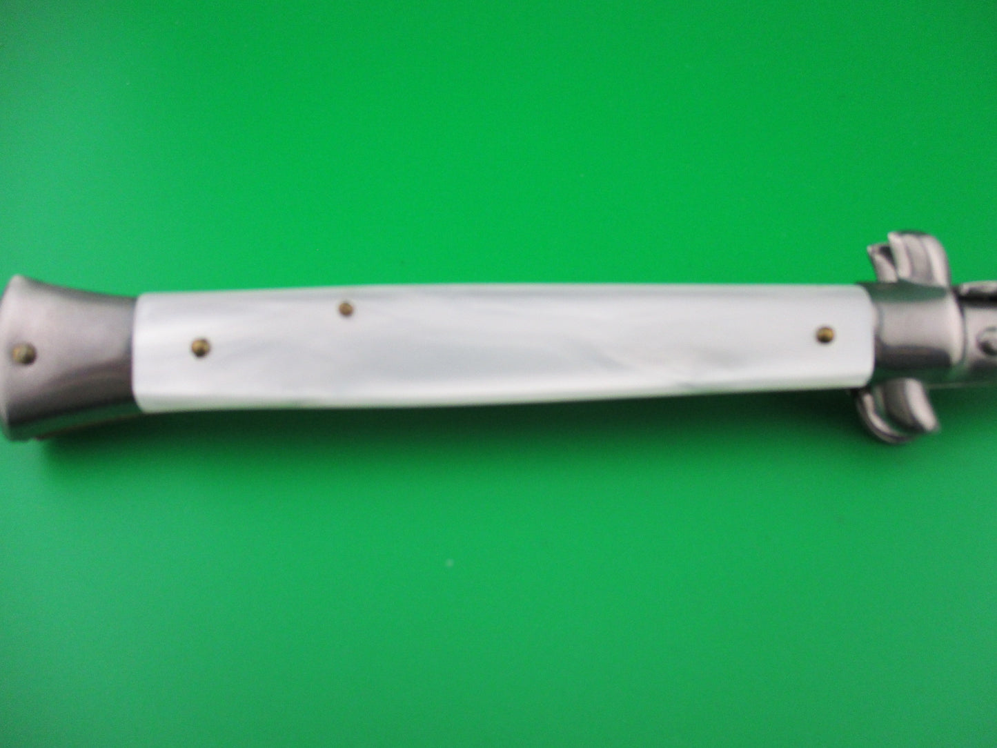 FRANK B ITALY 28cm Italian Stiletto KRIS blade swivel bolster Pearlex automatic knife