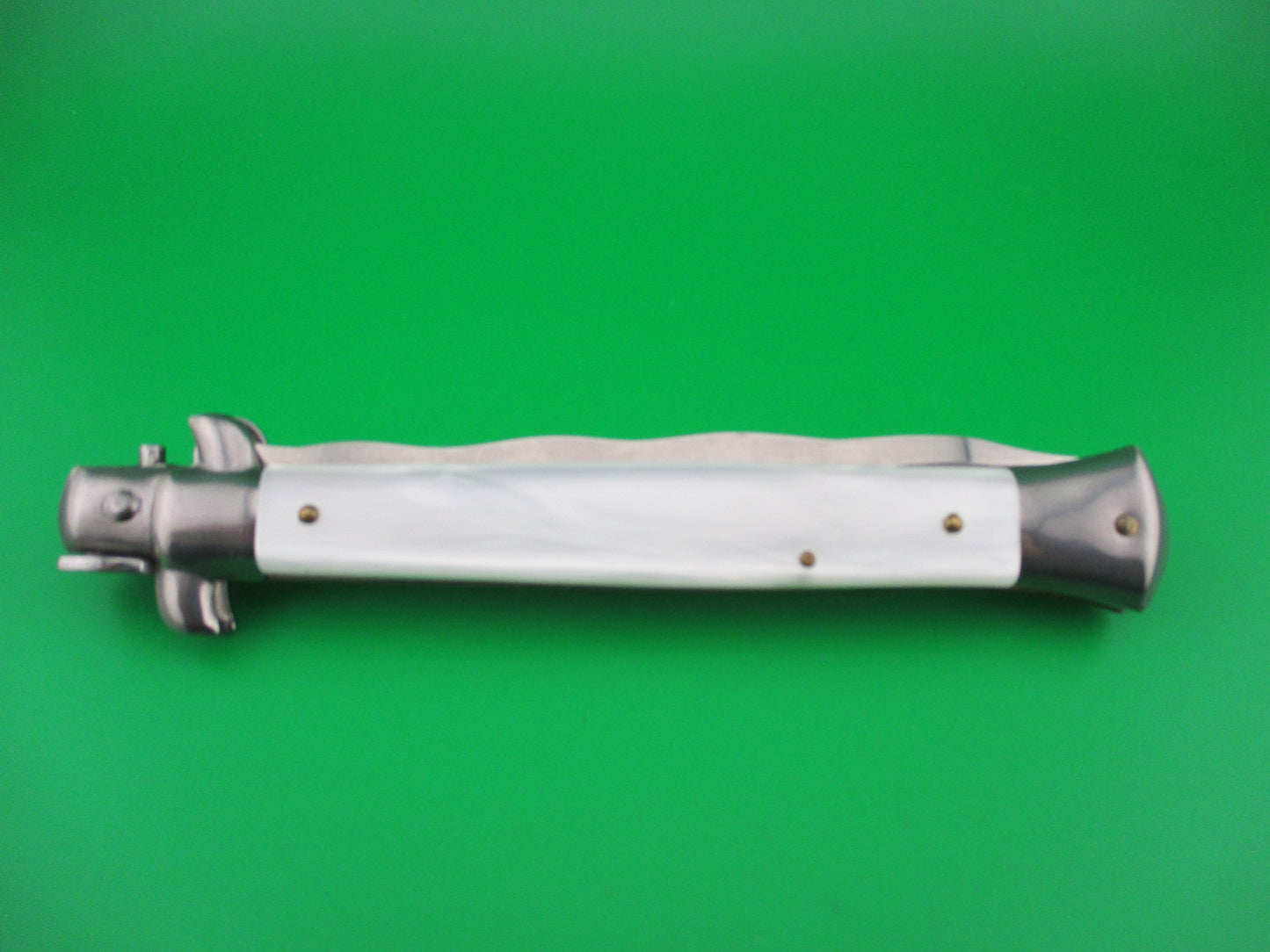 FRANK B ITALY 28cm Italian Stiletto KRIS blade swivel bolster Pearlex automatic knife
