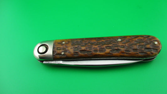 Press Button Knife Co Business Spear point blade picked bone switchblade knife