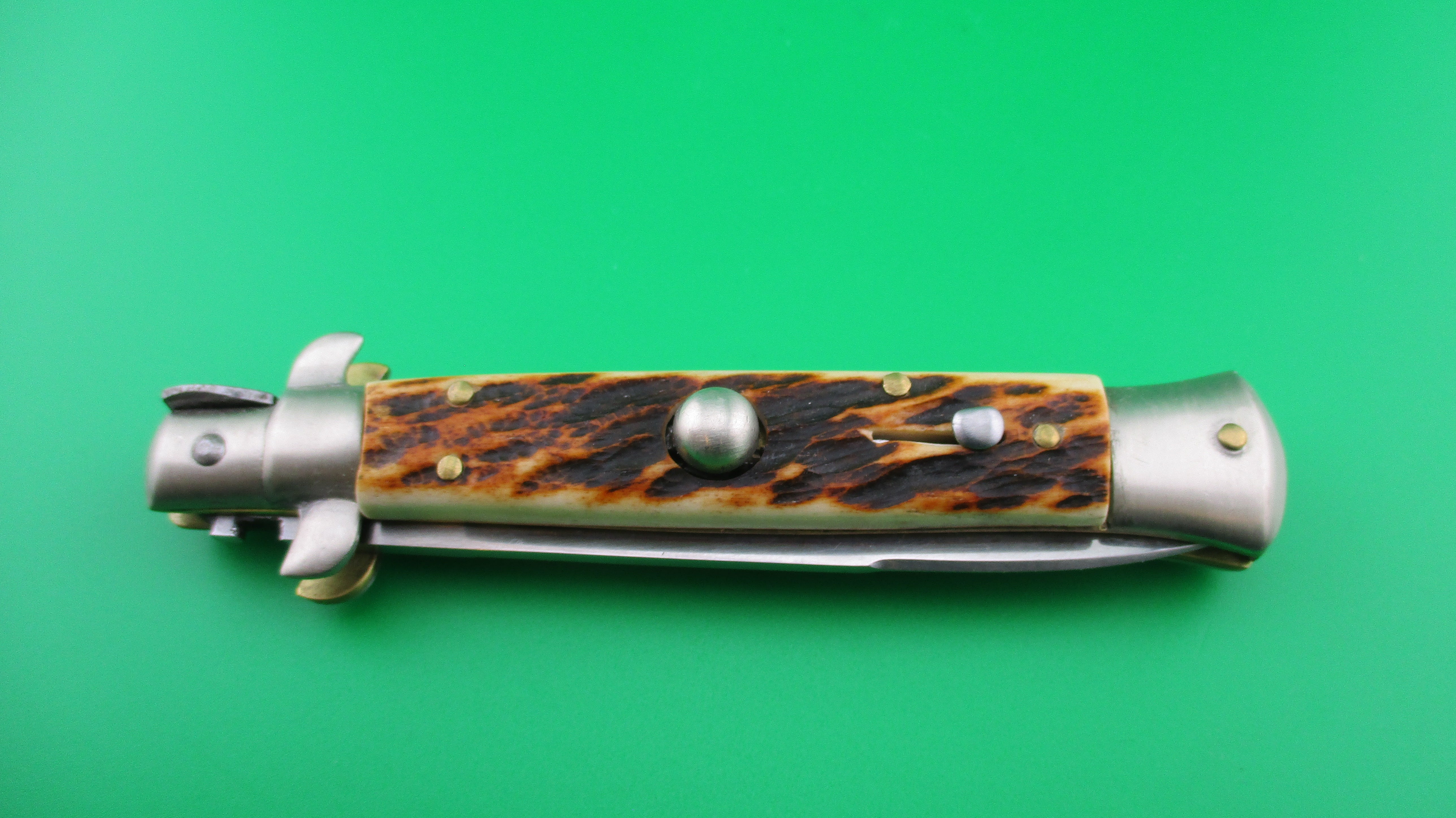 WANDY INOX 20cm Italian transitional Stiletto Jigged bone switchblade ...