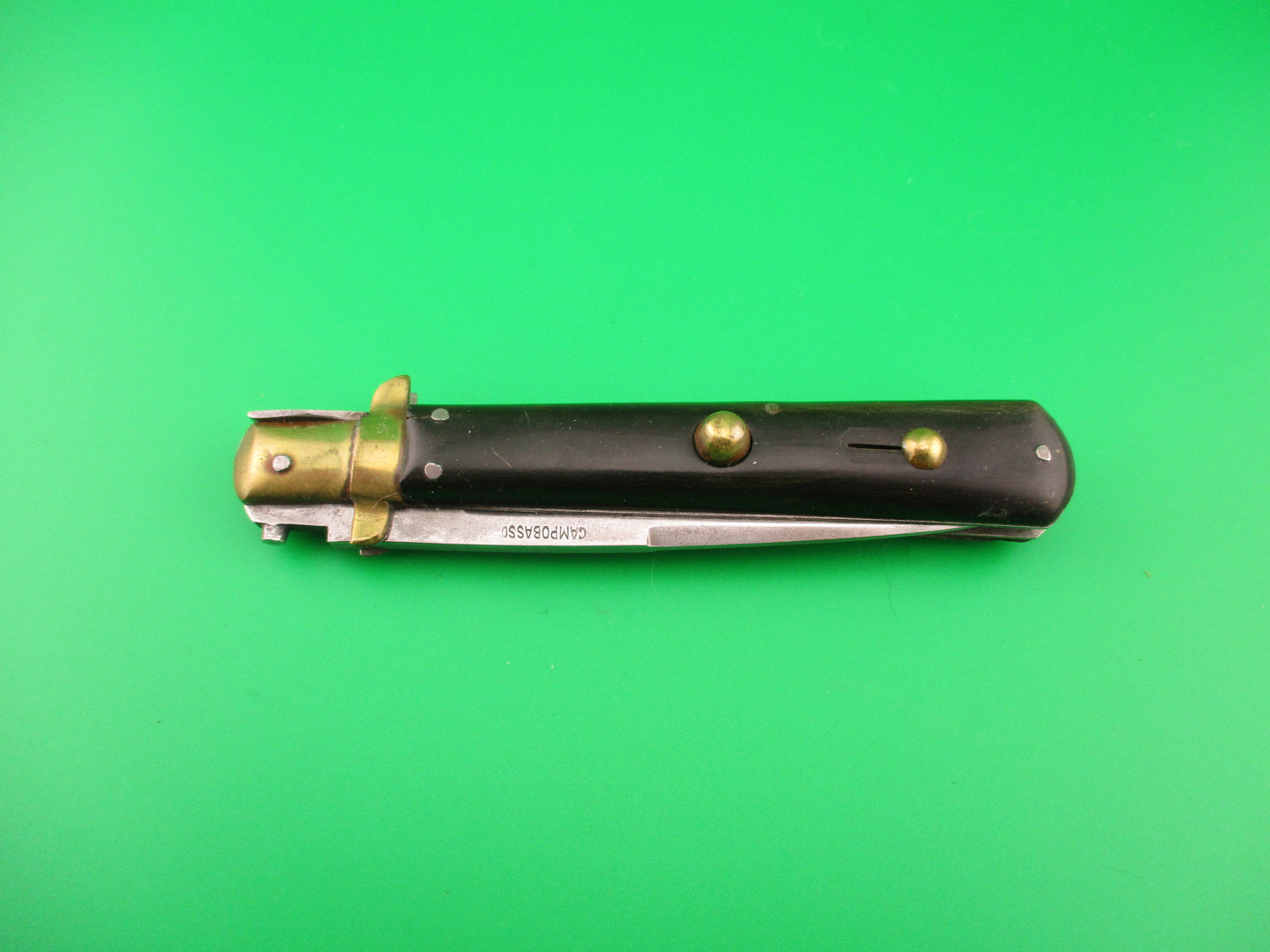 CAMPOBOSSO 22cm Italian Picklock Brass & Horn 1940s vintage automatic knife