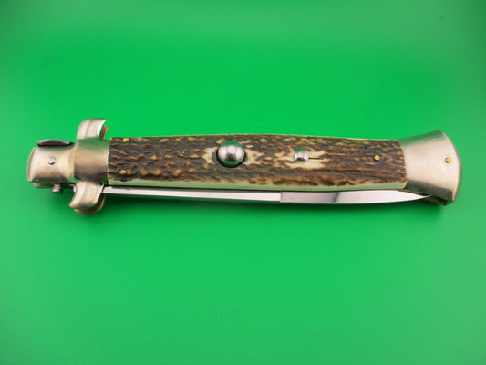 AGA CAMPOLIN ITALY 38cm Italian Picklock Stag stiletto 15 inch automatic knife