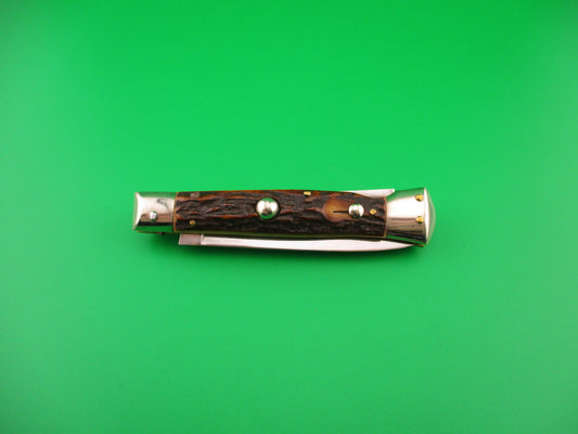 Rostfre 8 PATENT 18cm Italian Stag Lockback Rare Automatic knife NOS Belgium