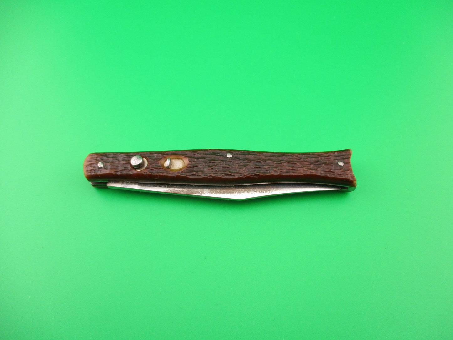 PRESTO #6000S Fishtail Jigged Bone scales Vintage switchblade knife