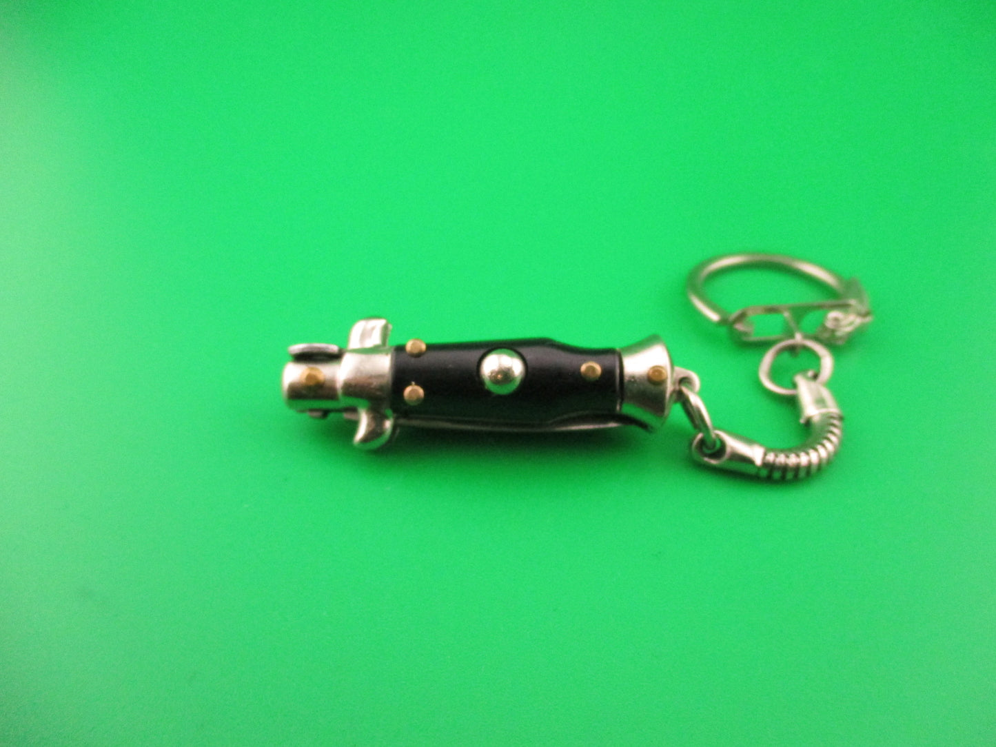 INOX ITALY 7cm Italian Picklock Stiletto Black Keychain automatic tiny knife