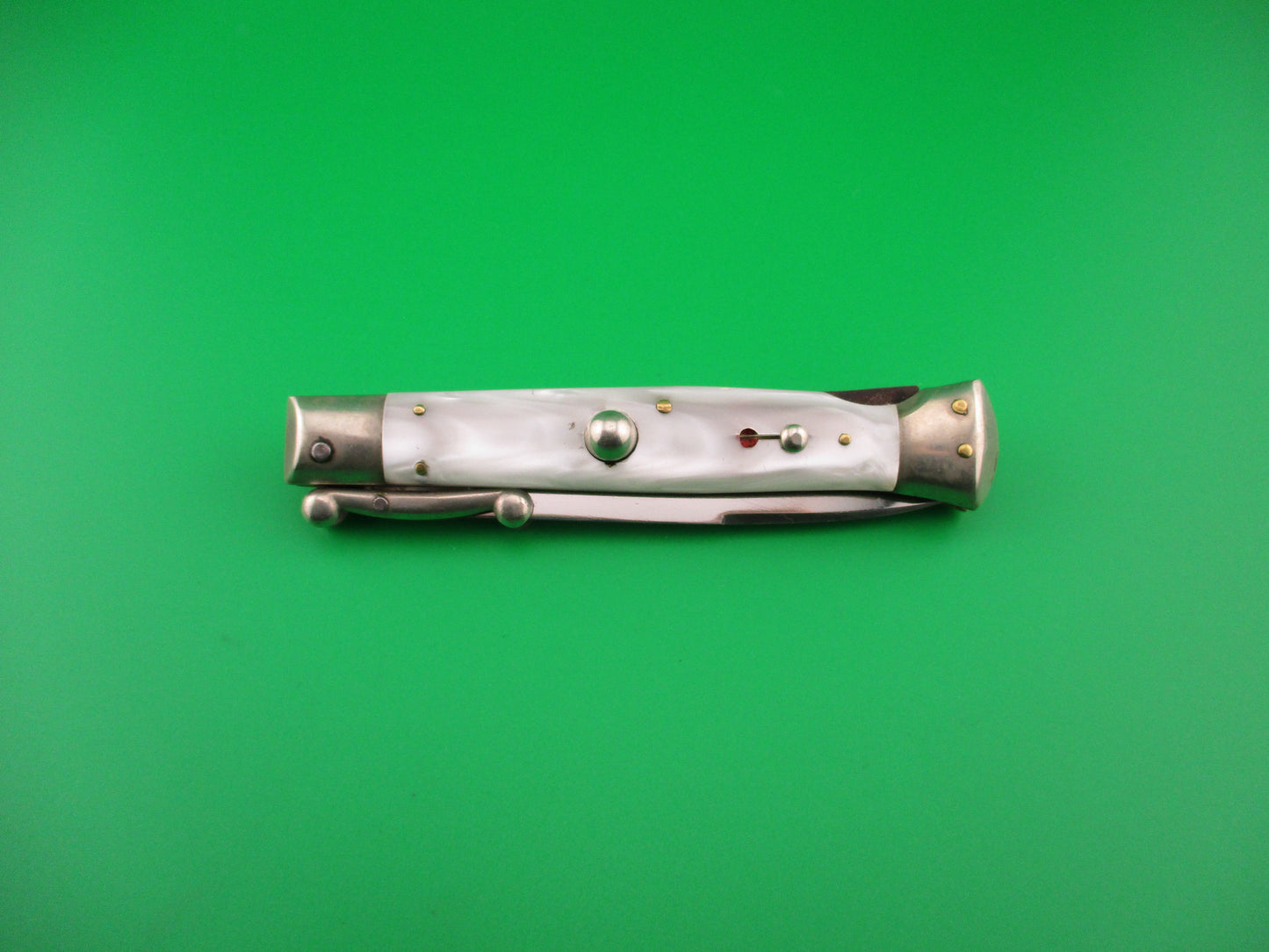 MADE IN ITALY INOXID 21cm Italian Pearlex Vintage Swing guard switchblade knife