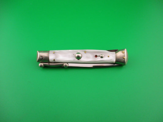 MADE IN ITALY INOXID 21cm Italian Pearlex Vintage Swing guard switchblade knife
