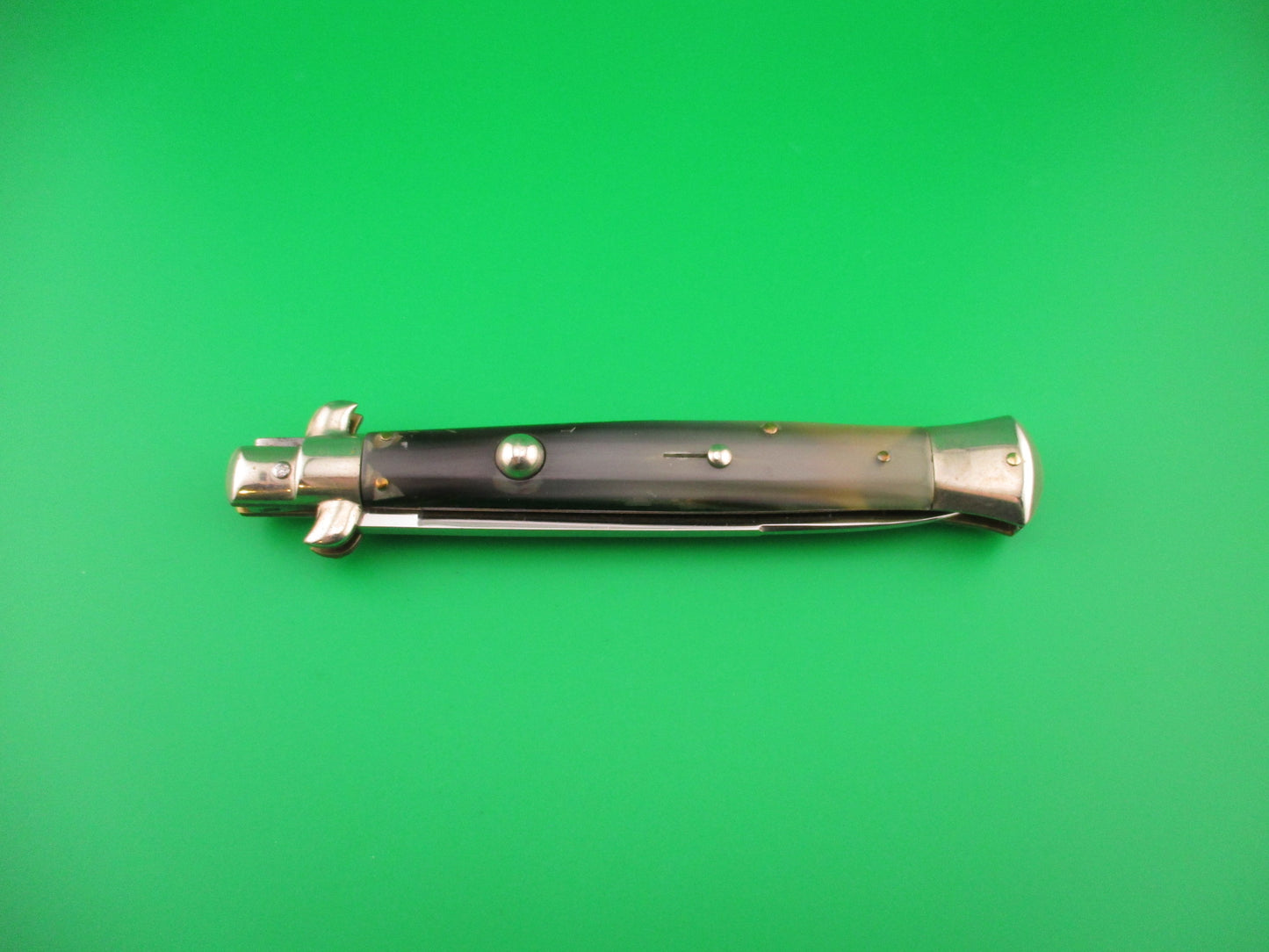 INOX PATENT 27cm Vintage Italian Stiletto BOBC Black & Green automatic knife