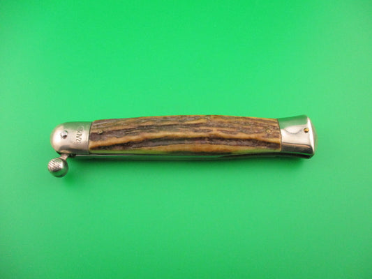 PAT ANG SZL ROSTFREI RAPID 25cm Italian Stag Knob Flip Open Vintage manual knife