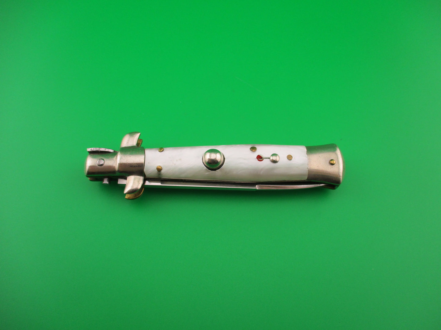 C JUL HERBERTZ IMPORT 18cm Italian Transitional Pearlex Stiletto switchblade NOS Red Dot