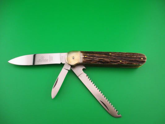 Hubertus 11cm German 3 blade Stag pen blade release automatic knife
