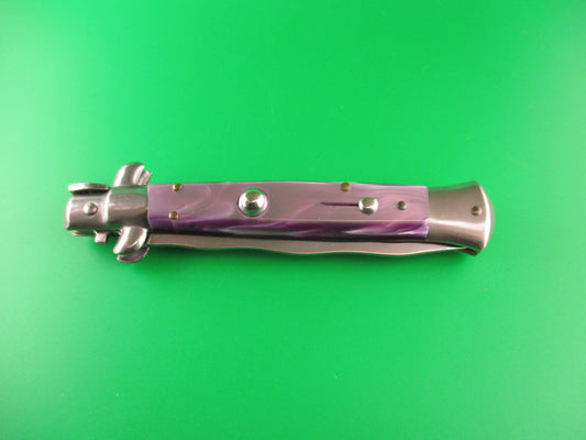 ITALY STAINLESS 22cm Italian Swivel bolster KRIS Purple Acrylic automatic knife