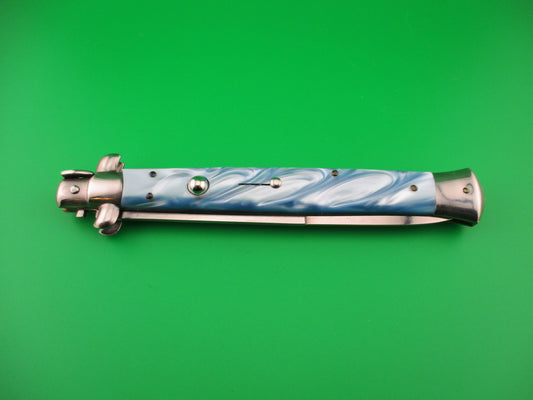 STILETTO ITALY 33cm Italian Swivel bolster Blue Pearl Kirinite automatic knife