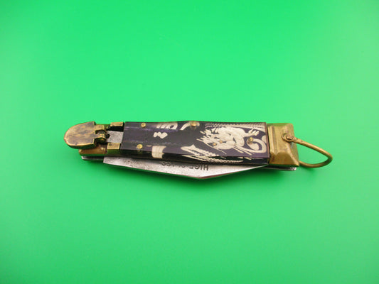 HIGF CLASS PAT 390224 16cm Japanese Purple Dragon Brass lever automatic knife