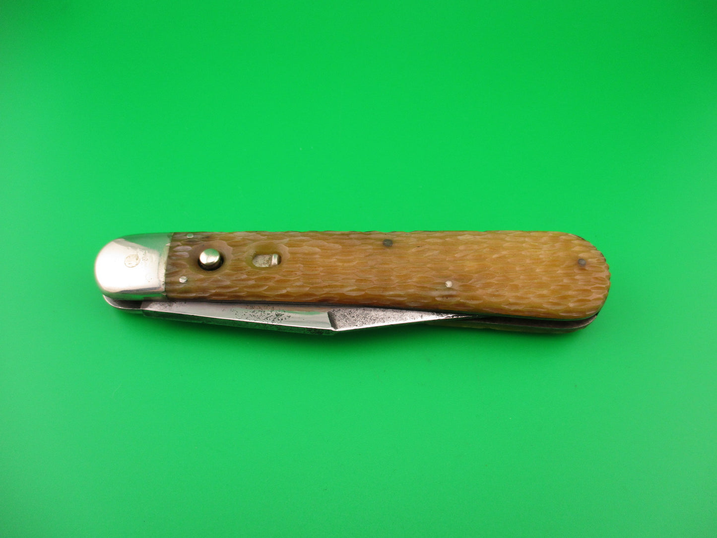 SCHRADE CUT CO 1613 3/4 Hunting Knife Saber Grind light bone vintage switchblade