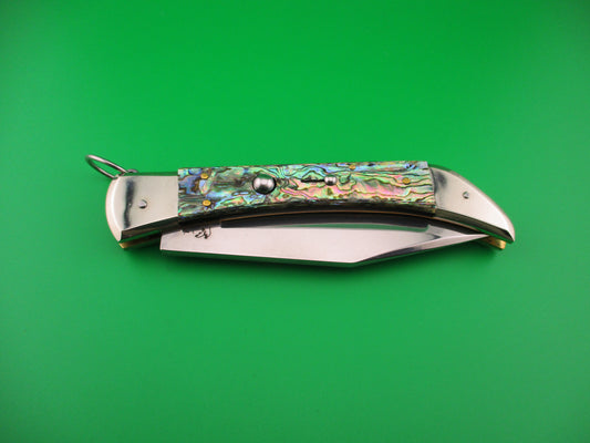DM Dolphin SPADON 28cm Italian Deer foot Abalone Ring pull automatic knife