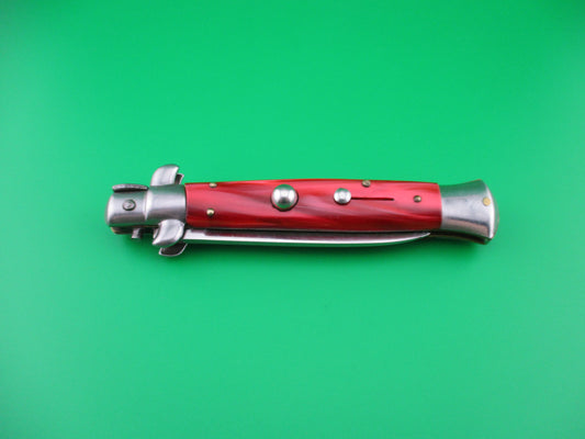 Rostfrei (slant) 21cm Italian Swivel bolster Red Pearlex vintage automatic knife