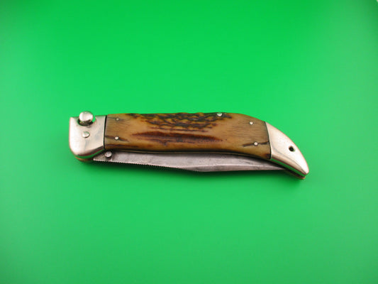 KaBar Large Grizzly Stag #2179 Vintage 1930s switchblade knife made USA