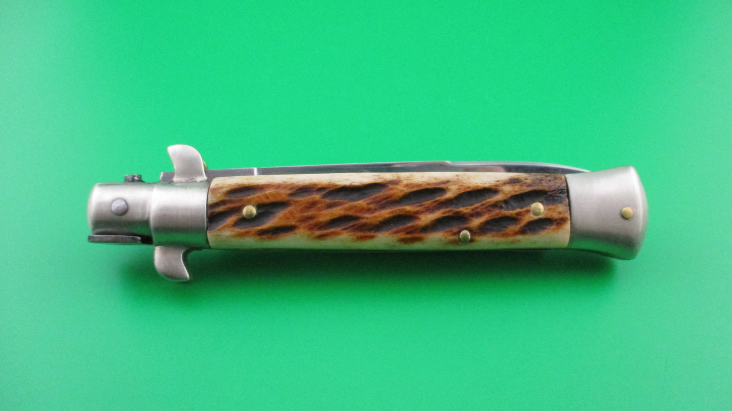 WANDY INOX 20cm Italian transitional Stiletto Jigged bone swivel bolster switchblade