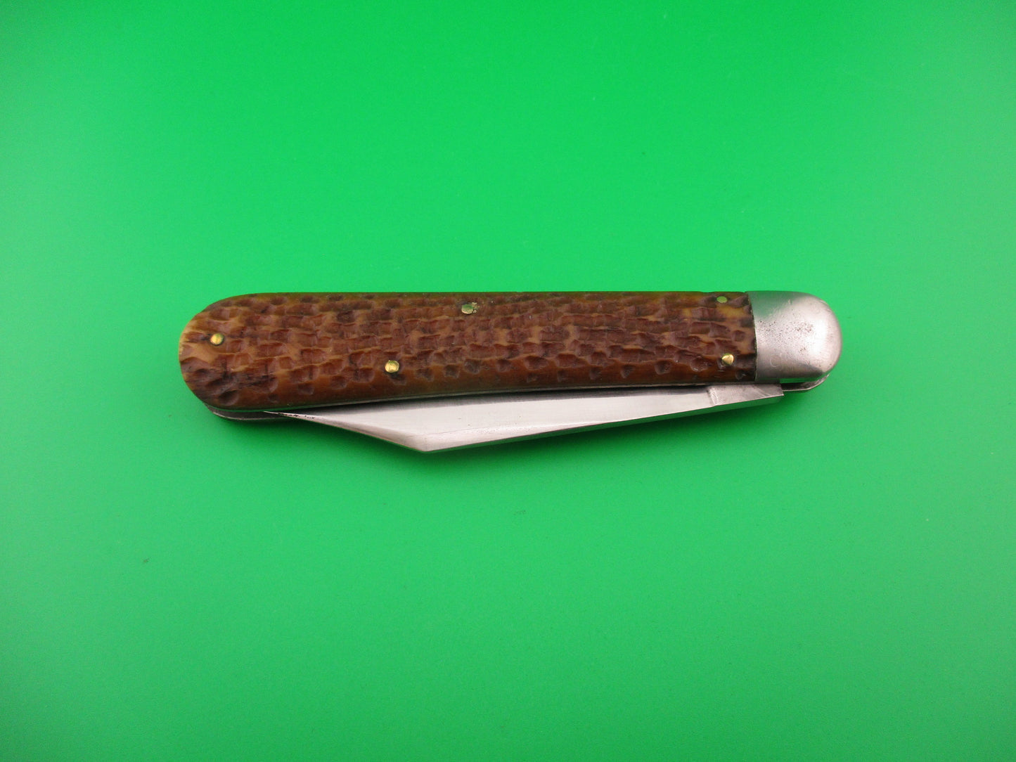 SHAPLEIGH HDW CO 4 7/8" jigged bone Hunter Early vintage automatic knife