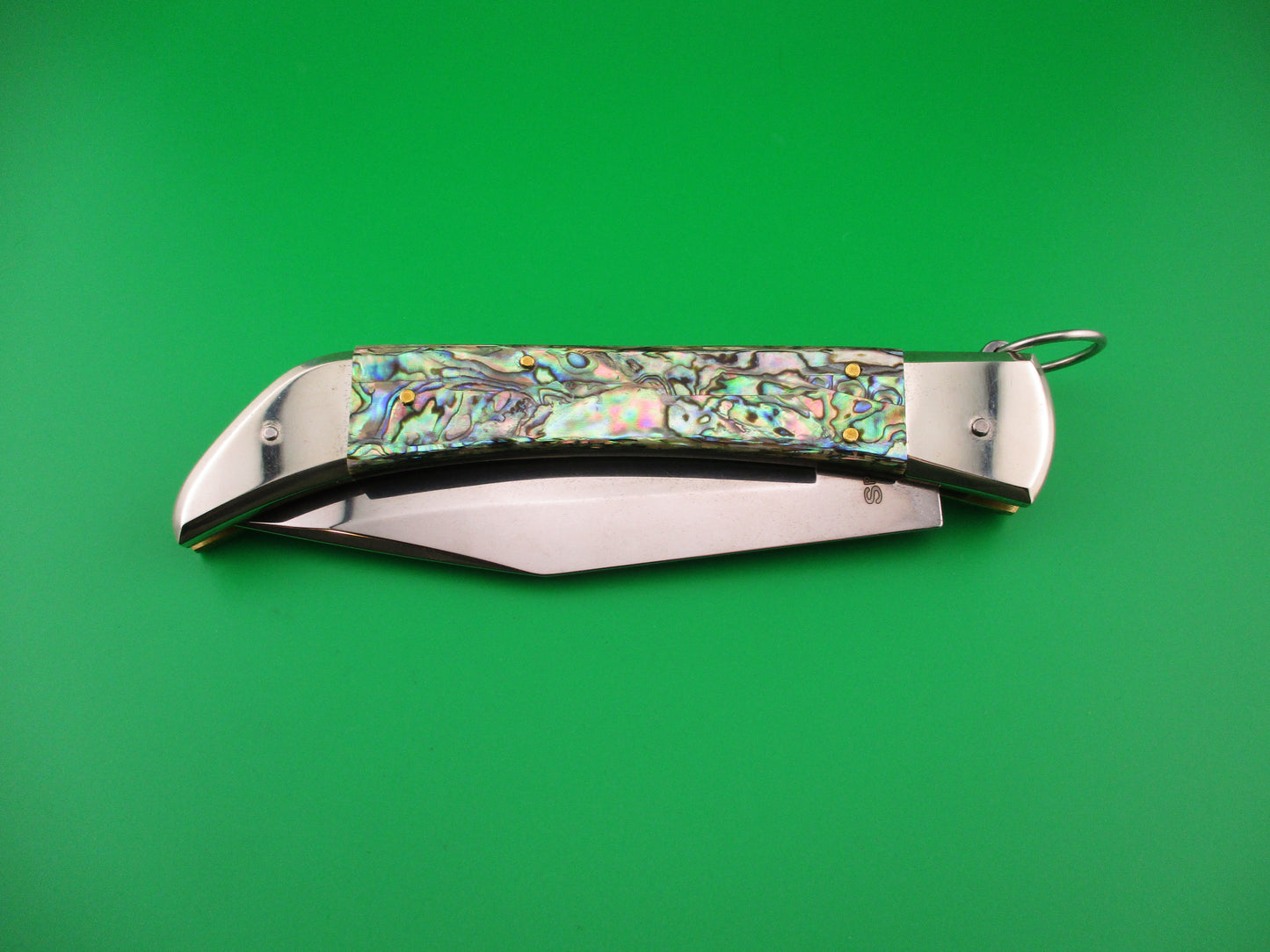 DM Dolphin SPADON 28cm Italian Deer foot Abalone Ring pull automatic knife