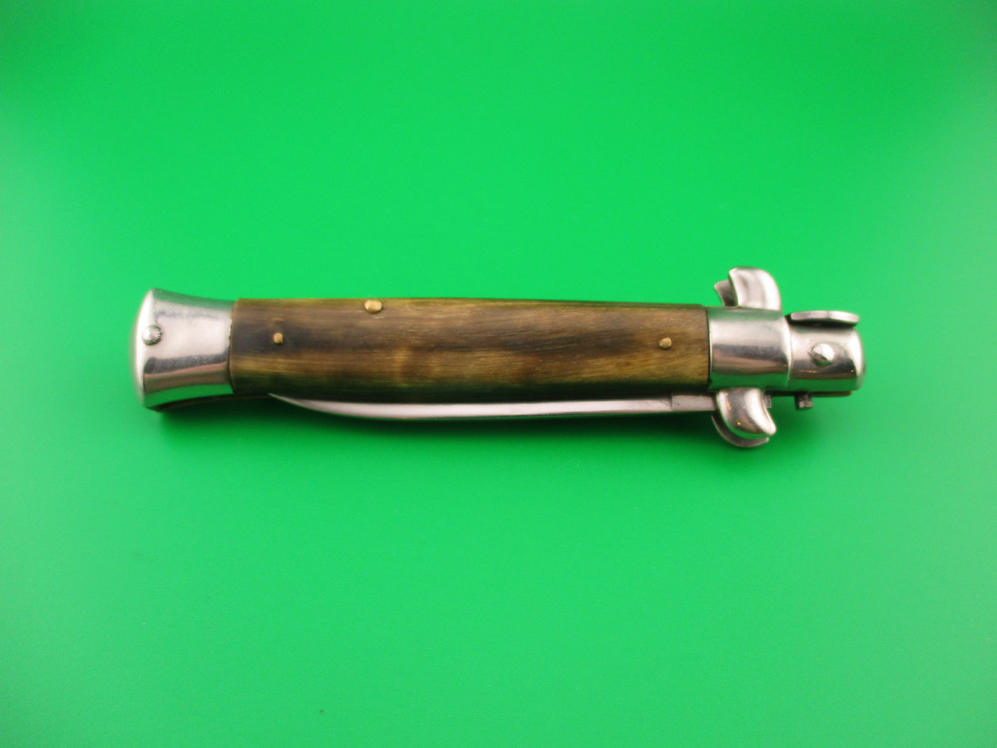 Rostfrei (slant) 21cm Italian Swivel bolster Flat grind genuine horn automatic knife