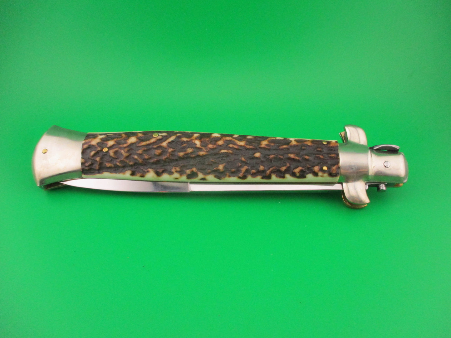 AGA CAMPOLIN ITALY 38cm Italian Picklock Stag stiletto 15 inch automatic knife