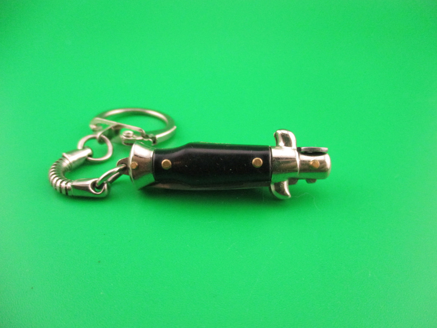 INOX ITALY 7cm Italian Picklock Stiletto Black Keychain automatic tiny knife