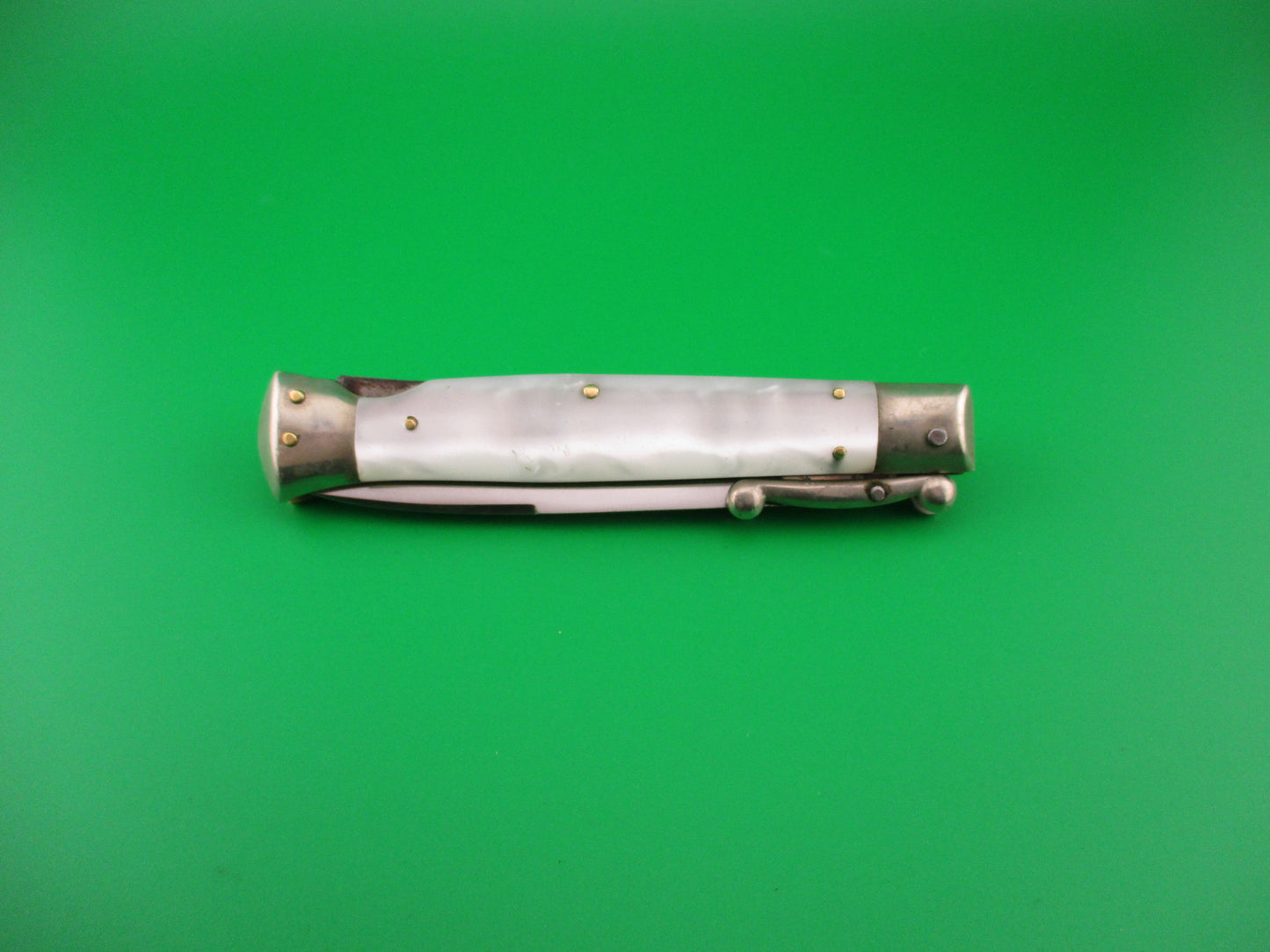 MADE IN ITALY INOXID 21cm Italian Pearlex Vintage Swing guard switchblade knife
