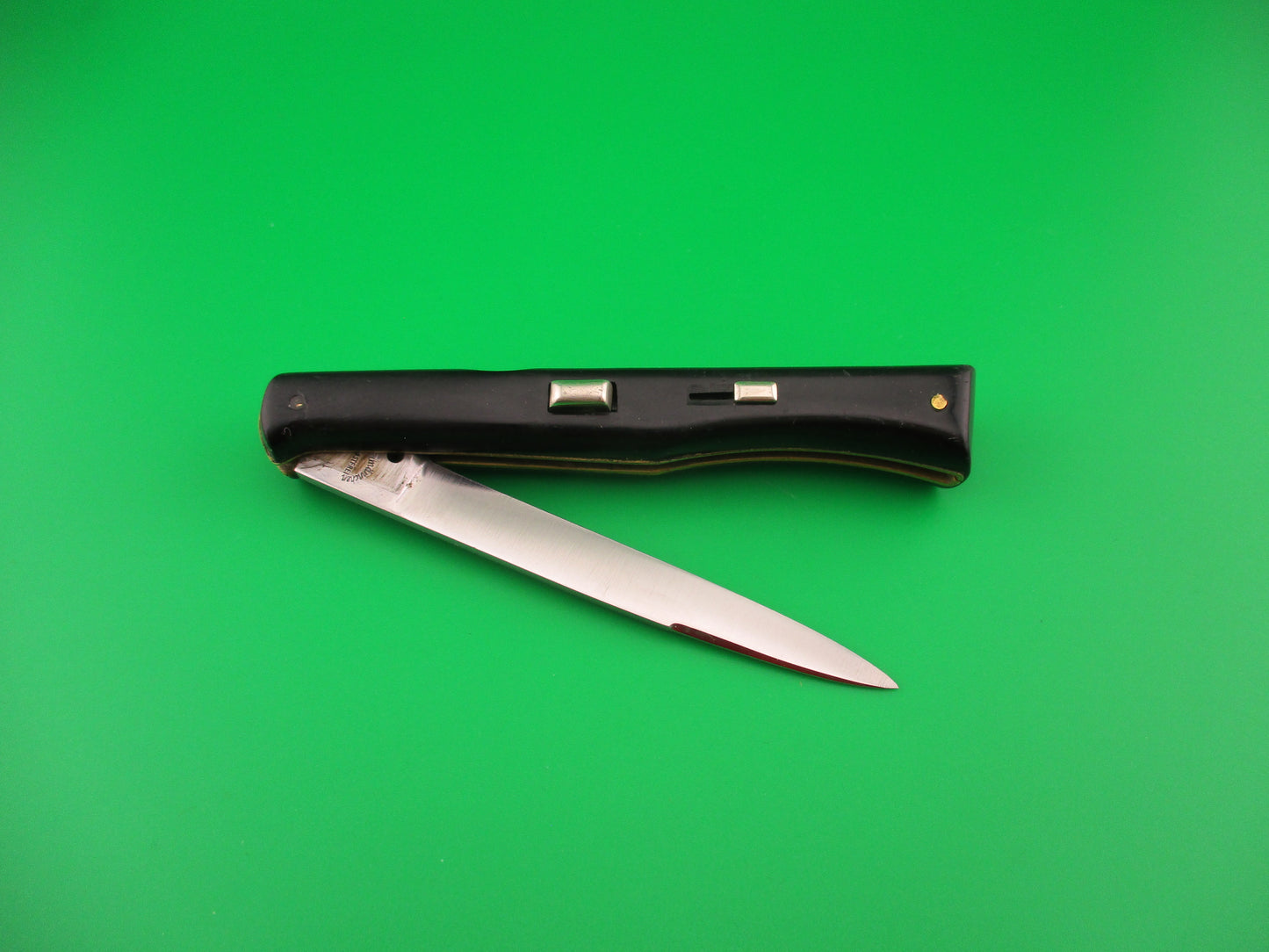 z Ackermannchen ROSTFREI 21cm Italian Rectangle button lockback automatic knife