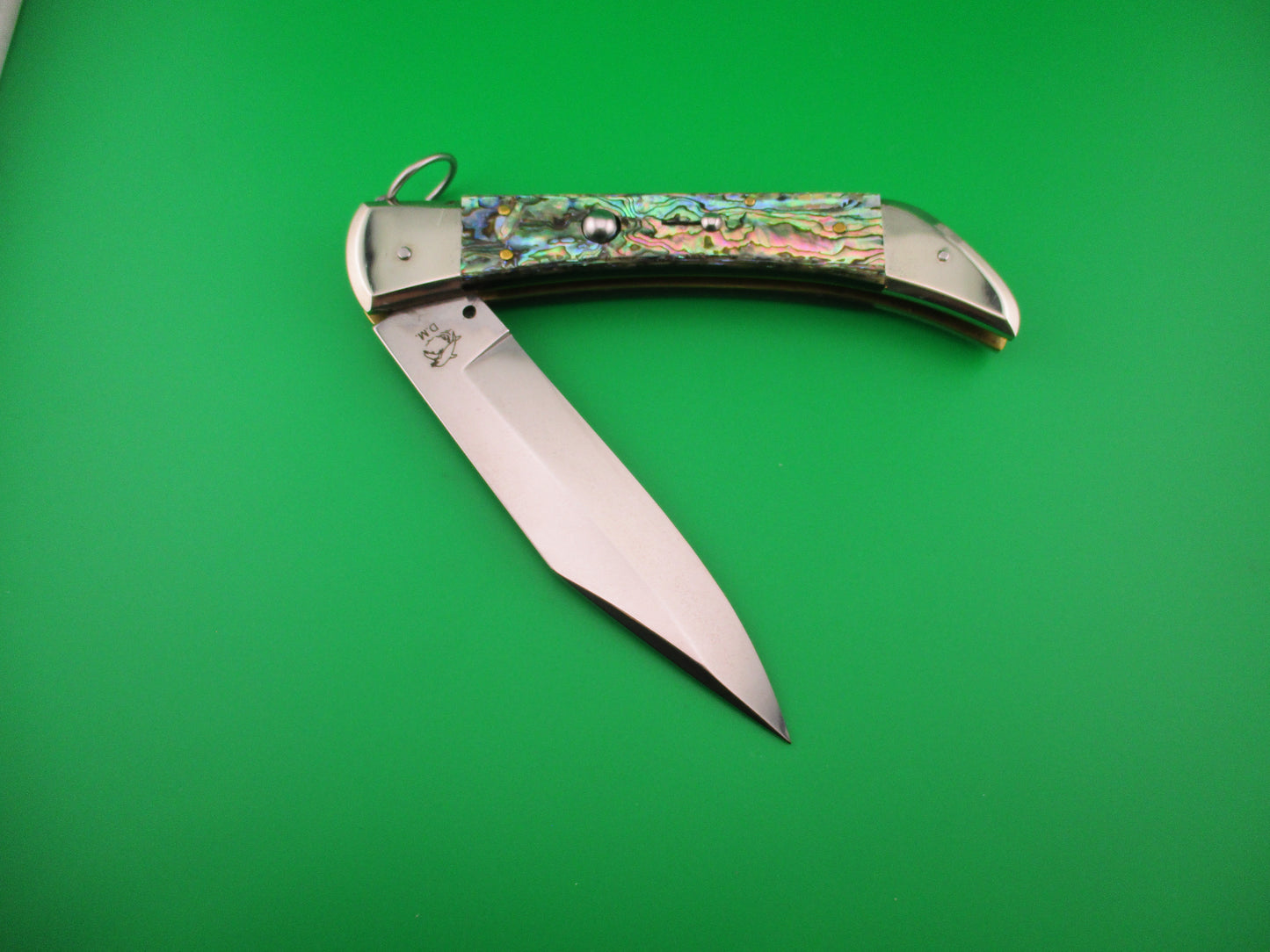 DM Dolphin SPADON 28cm Italian Deer foot Abalone Ring pull automatic knife
