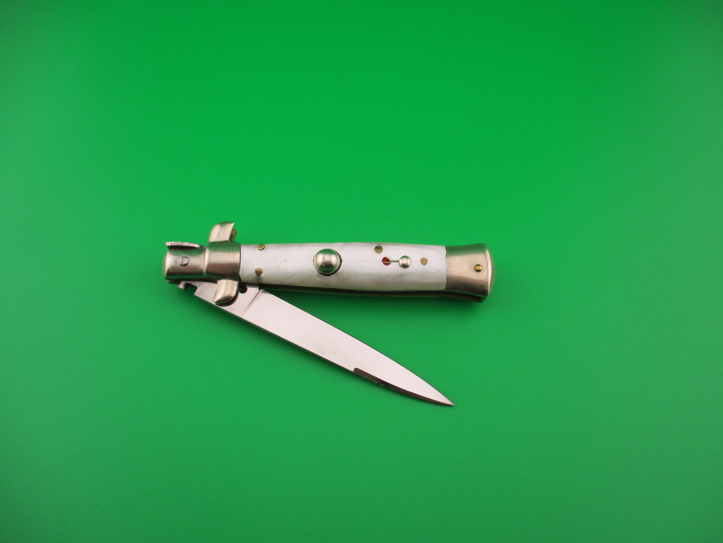 C JUL HERBERTZ IMPORT 18cm Italian Transitional Pearlex Stiletto switchblade NOS Red Dot