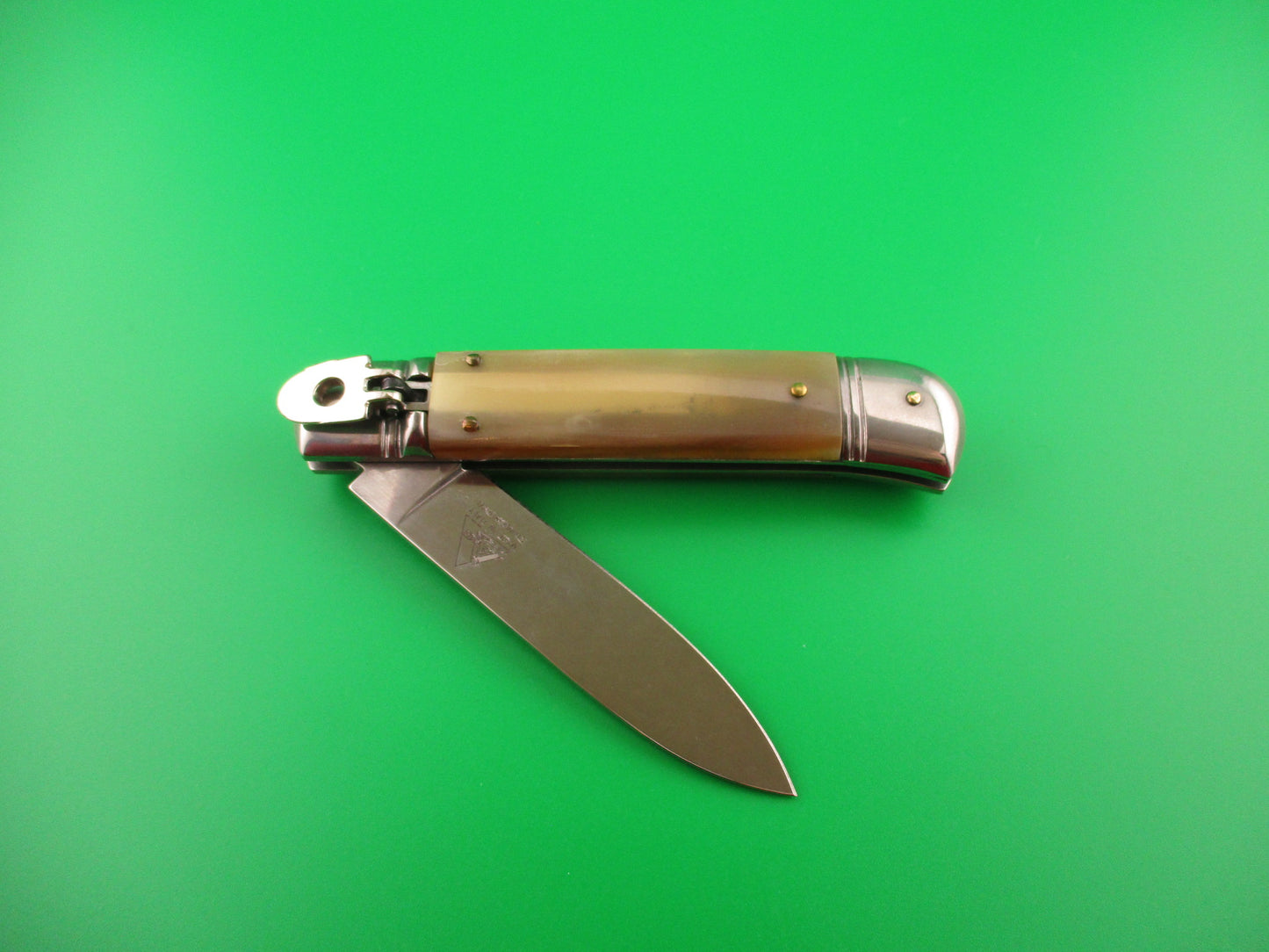 AKC MADE IN ITALY 20cm Italian Lever Honey Horn automatic knife