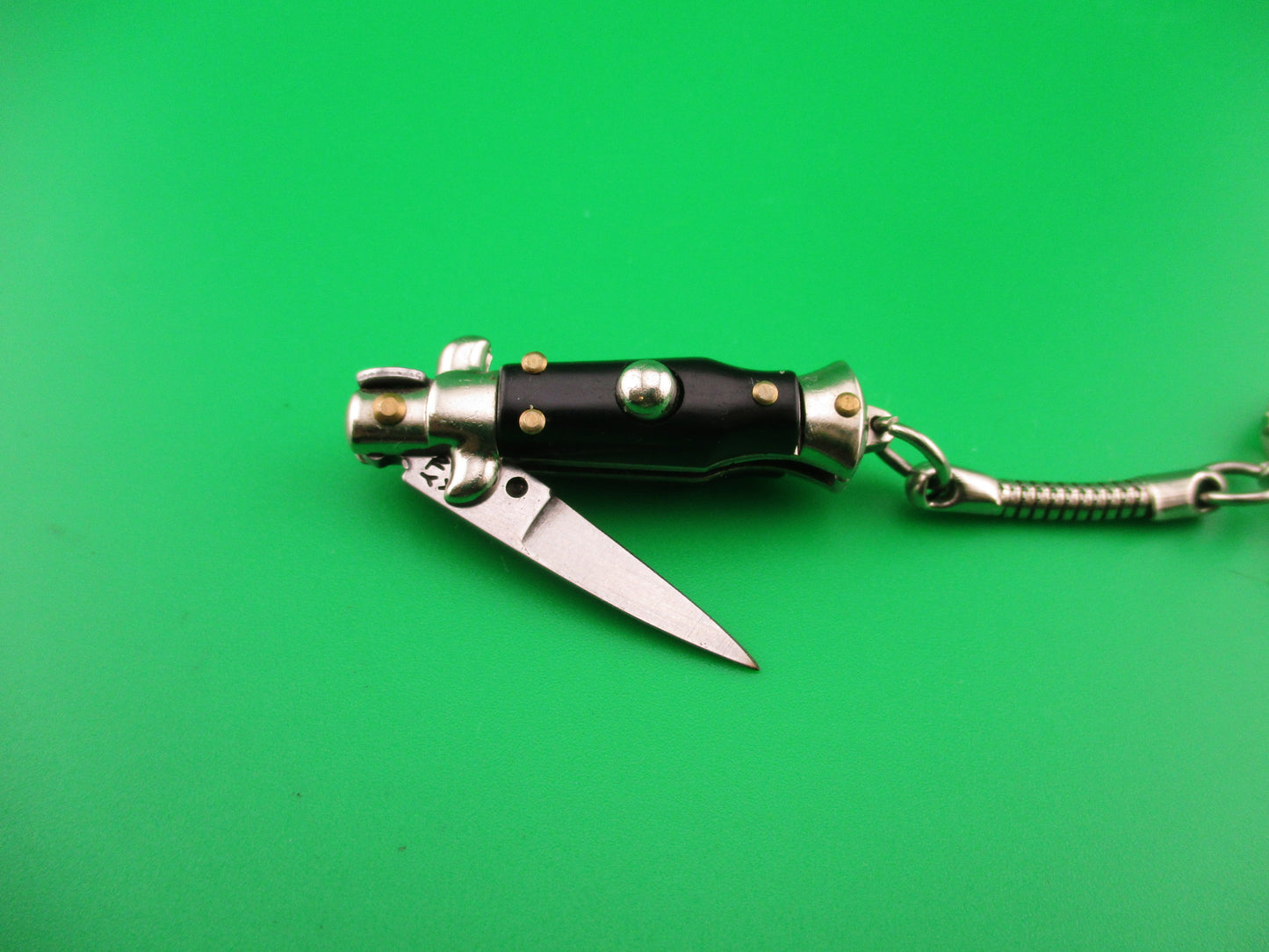 INOX ITALY 7cm Italian Picklock Stiletto Black Keychain automatic tiny knife