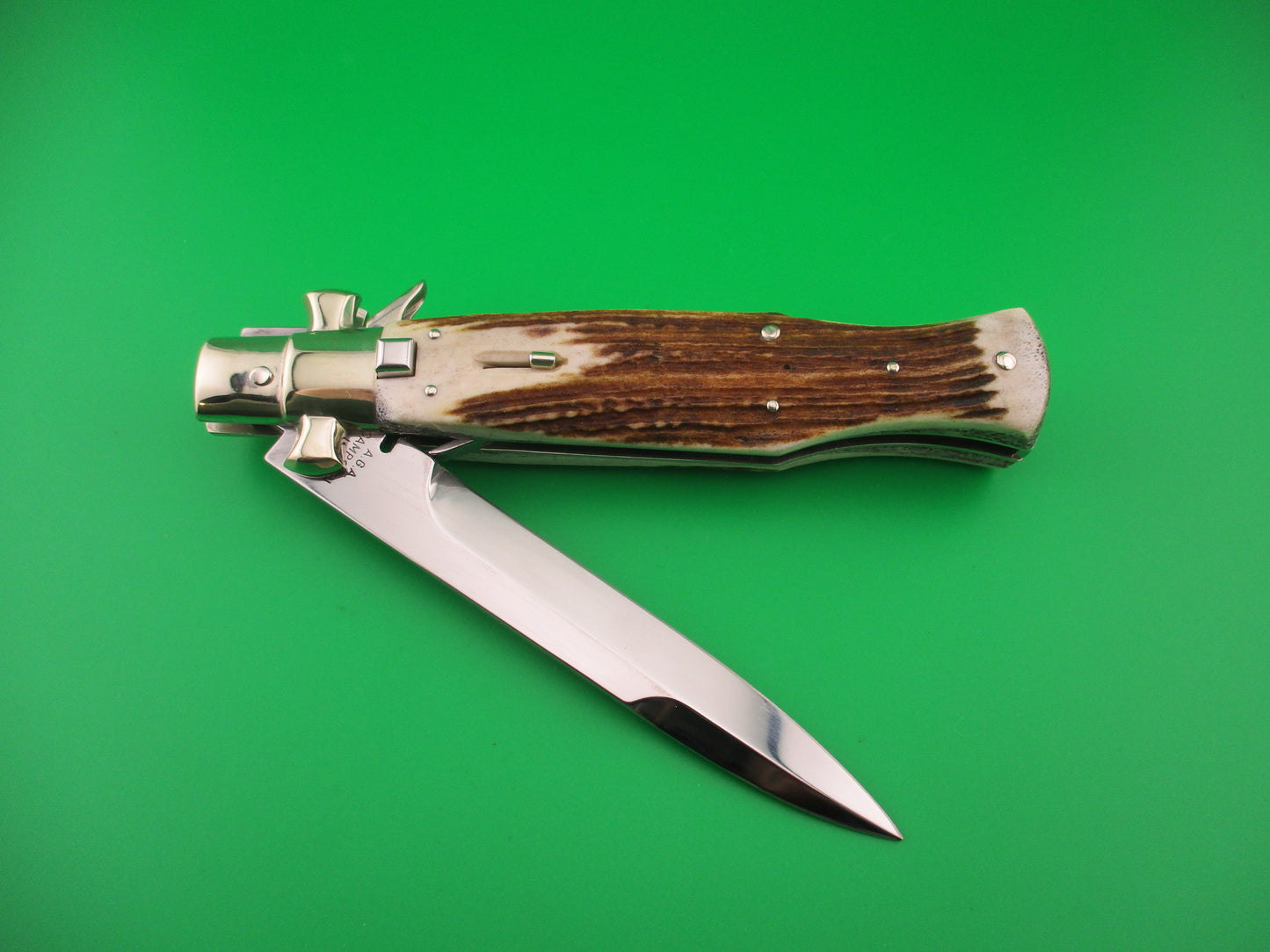 AGA CAMPOLIN ITALY 29cm Italian BLACK WIDOW Stag Fulcrum Wasp Square button knife