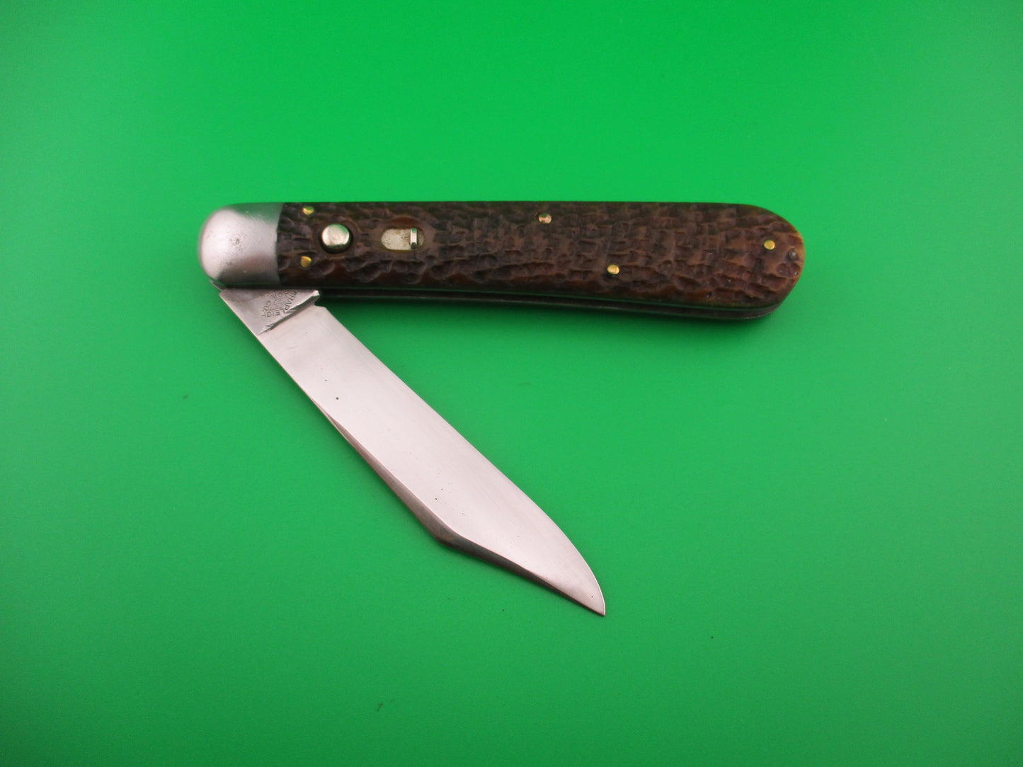 SHAPLEIGH HDW CO 4 7/8" jigged bone Hunter Early vintage automatic knife
