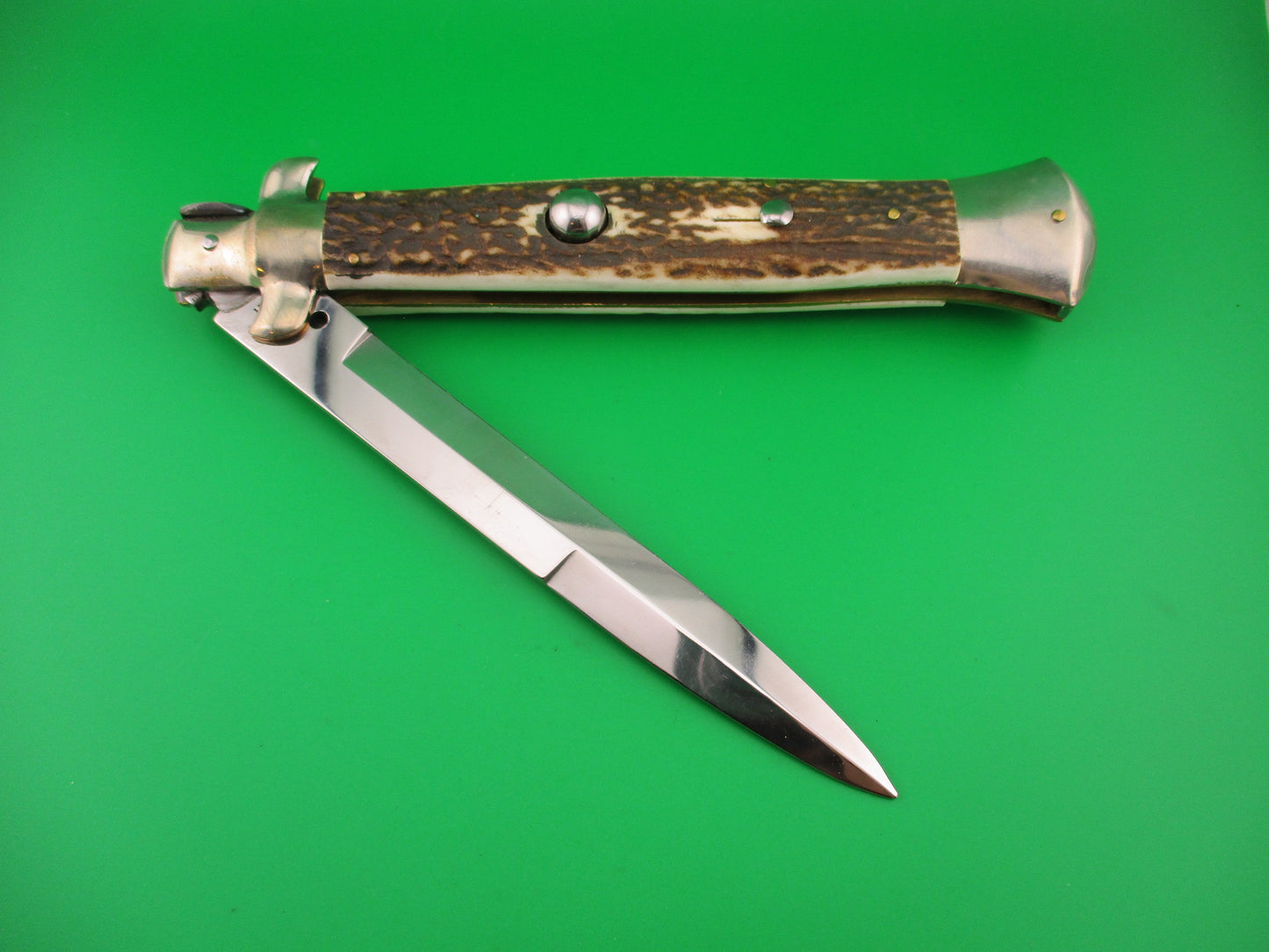 AGA CAMPOLIN ITALY 38cm Italian Picklock Stag stiletto 15 inch automatic knife