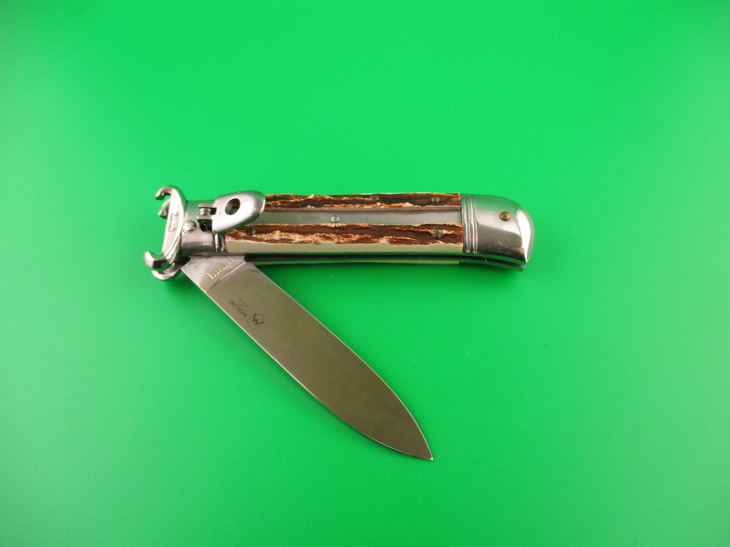 ROSTFREI MERCURY INOX MANIGO 20cm Italian Shell Puller Stag Lever Johnny Cade style switchblade