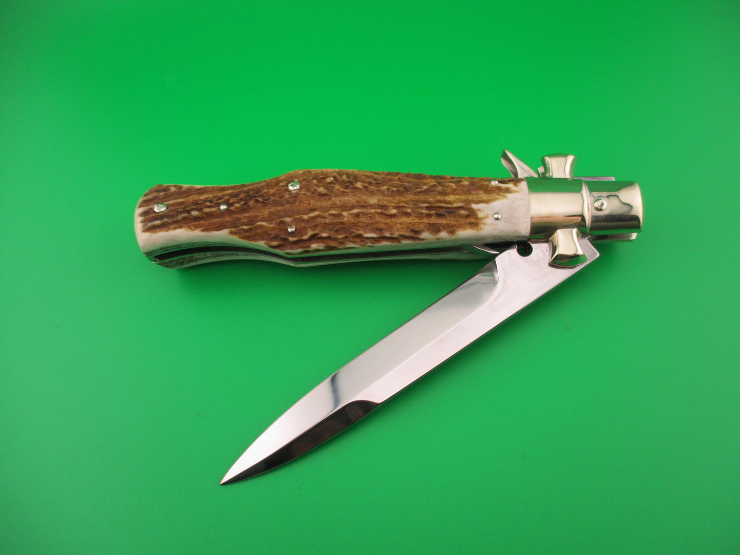 AGA CAMPOLIN ITALY 29cm Italian BLACK WIDOW Stag Fulcrum Wasp Square button knife