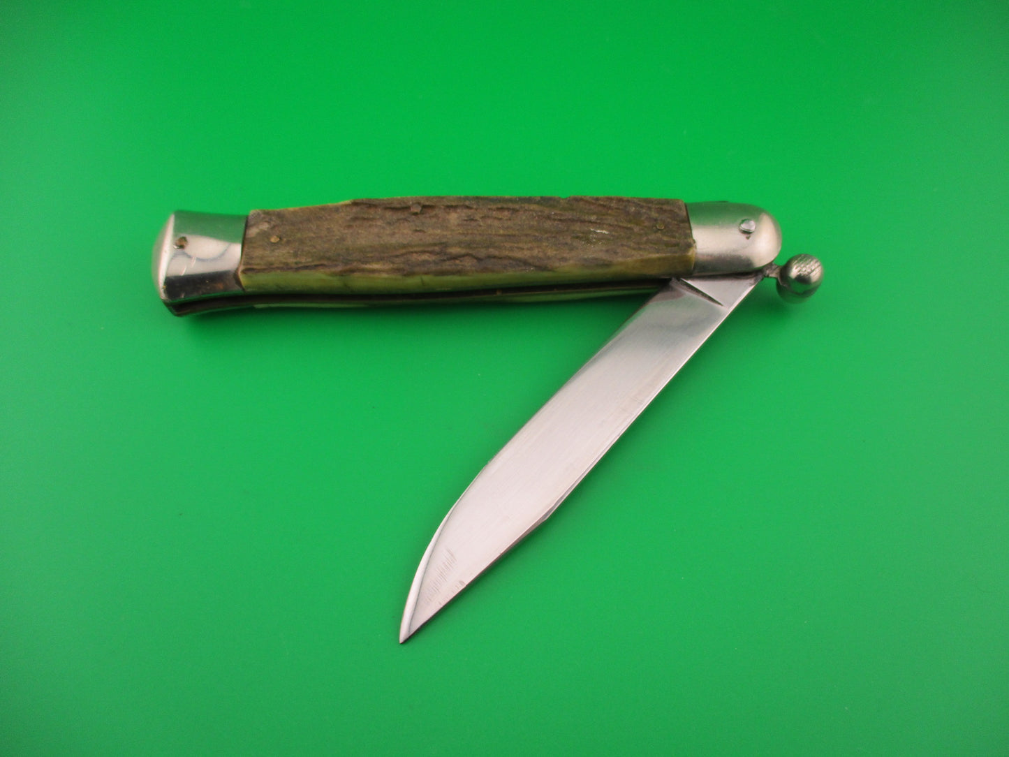 PAT ANG SZL ROSTFREI RAPID 25cm Italian Stag Knob Flip Open Vintage manual knife