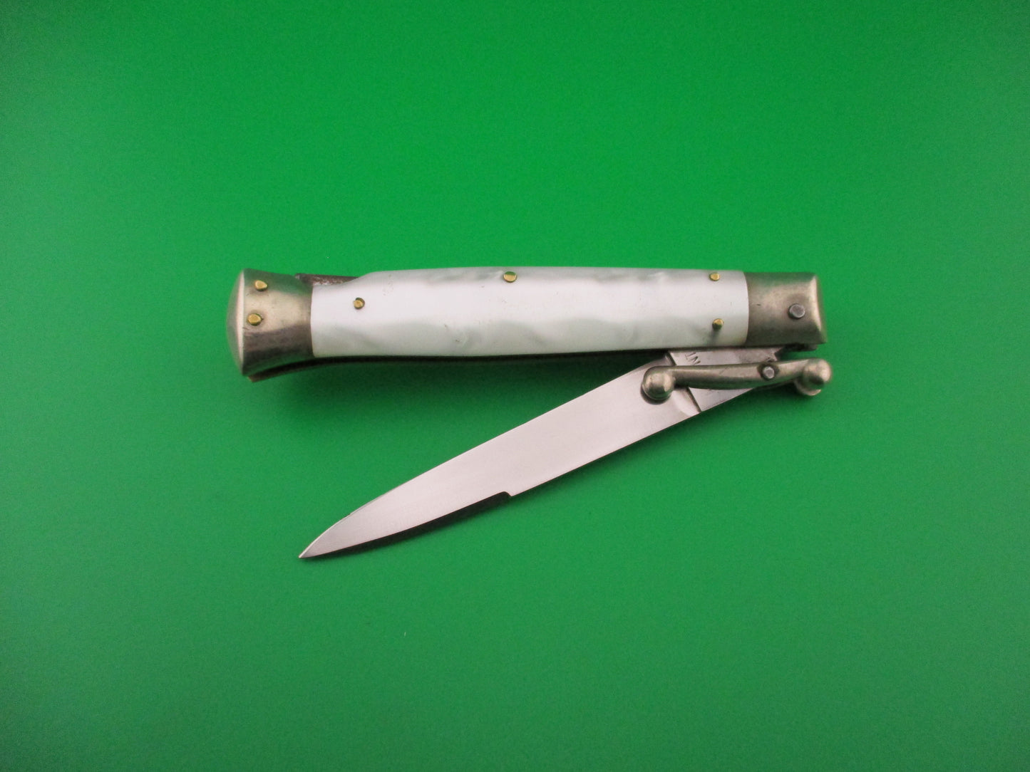 MADE IN ITALY INOXID 21cm Italian Pearlex Vintage Swing guard switchblade knife