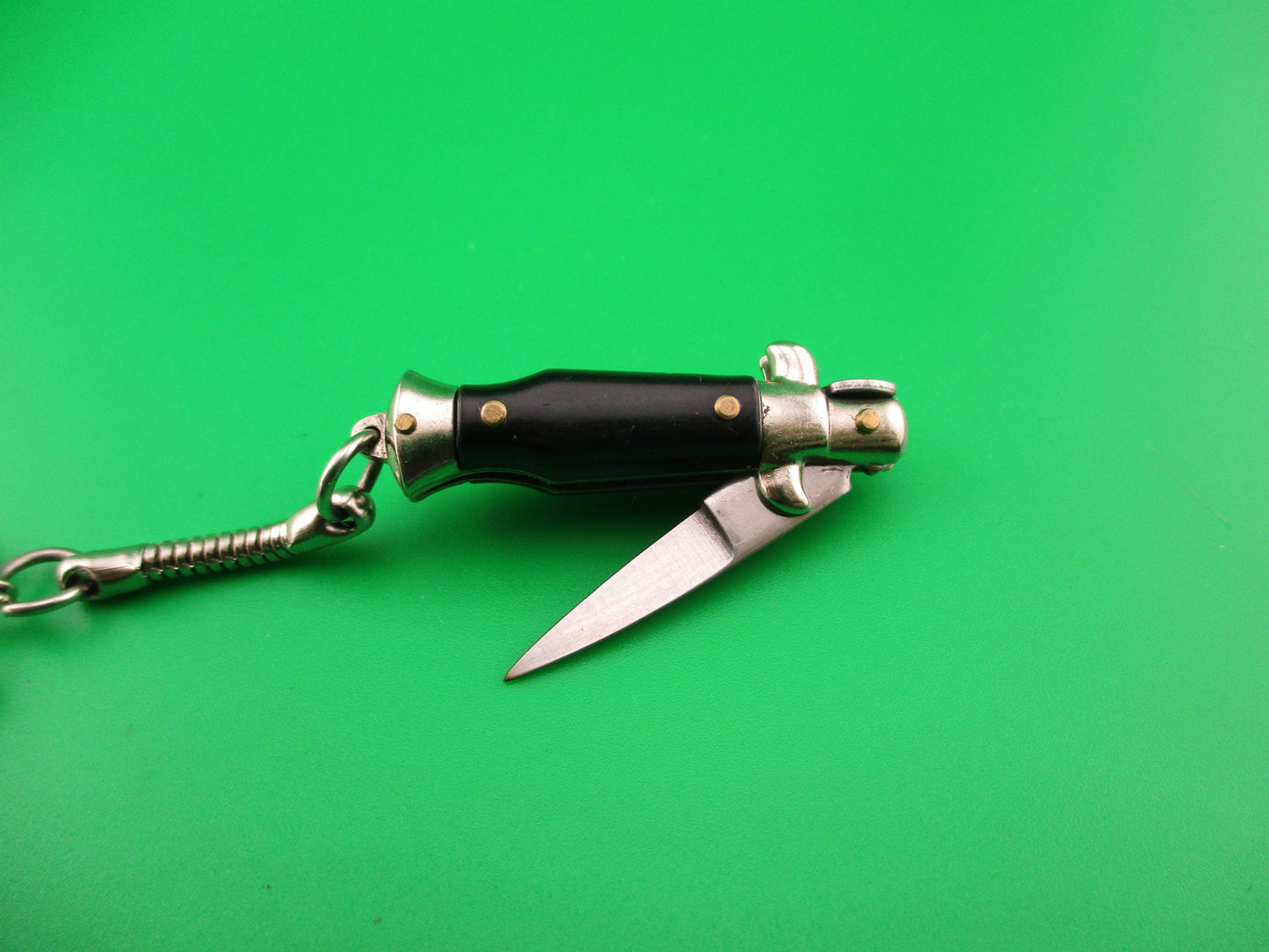 INOX ITALY 7cm Italian Picklock Stiletto Black Keychain automatic tiny knife